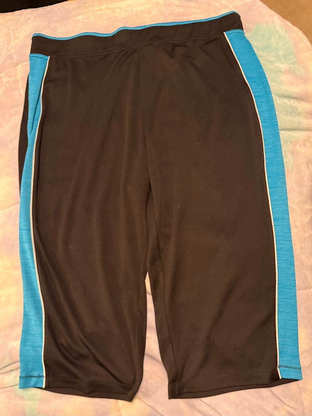 made for life Black Capri Pants with Blue Side Stripes